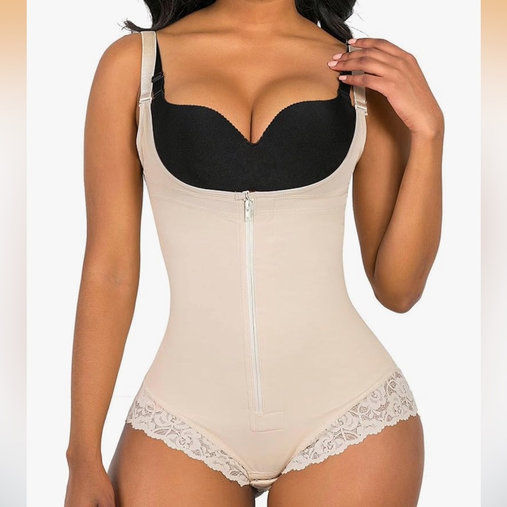 SHAPERX Shapewear Bodysuit 3XL Tummy Control Body Shaper Butt Lifter Beige NEW